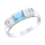 Кольцо из белого золота с топазом и Swarovski Zirconia