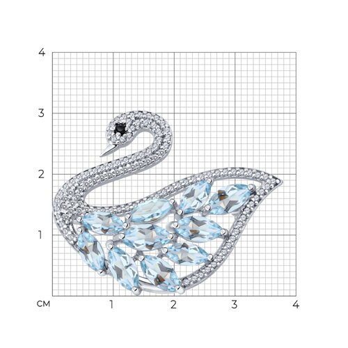 Брошь из серебра с топазами и фианитами - фото 5