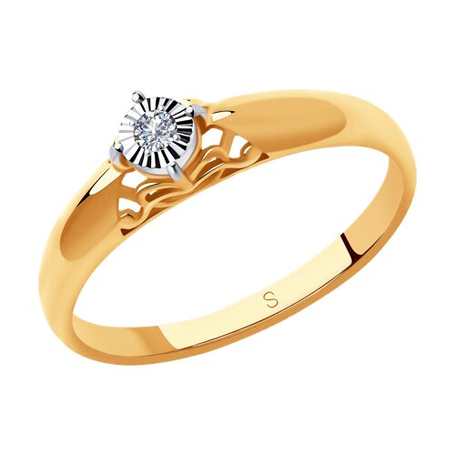 Золотое помолвочное кольцо с бриллиантом 1011212 sokolov фото
