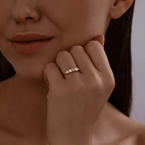 Кольцо из золочёного серебра с фианитами - фото 3