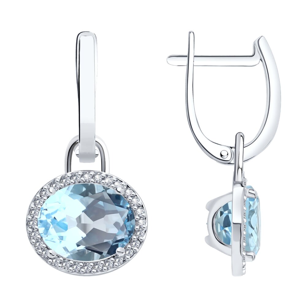 Серьги SOKOLOV из белого золота с топазами и бриллиантами выращенными 201990₽