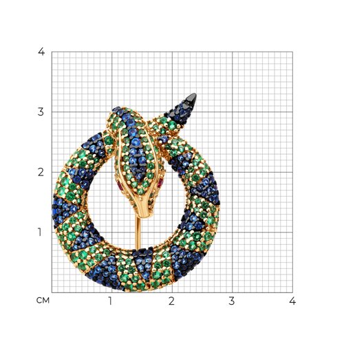 Брошь из золочёного серебра с фианитами - фото 4