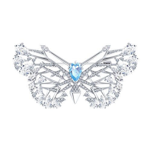 Брошь из серебра с фианитами - фото 1