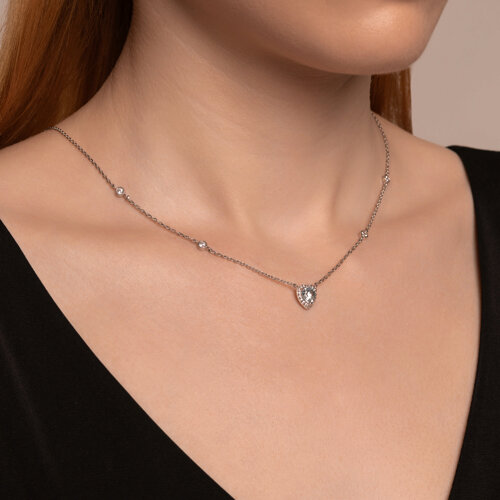 Колье из серебра с топазом и фианитами - фото 3