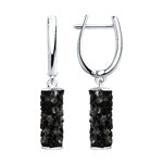 Серьги из серебра с чёрными кристаллами Swarovski