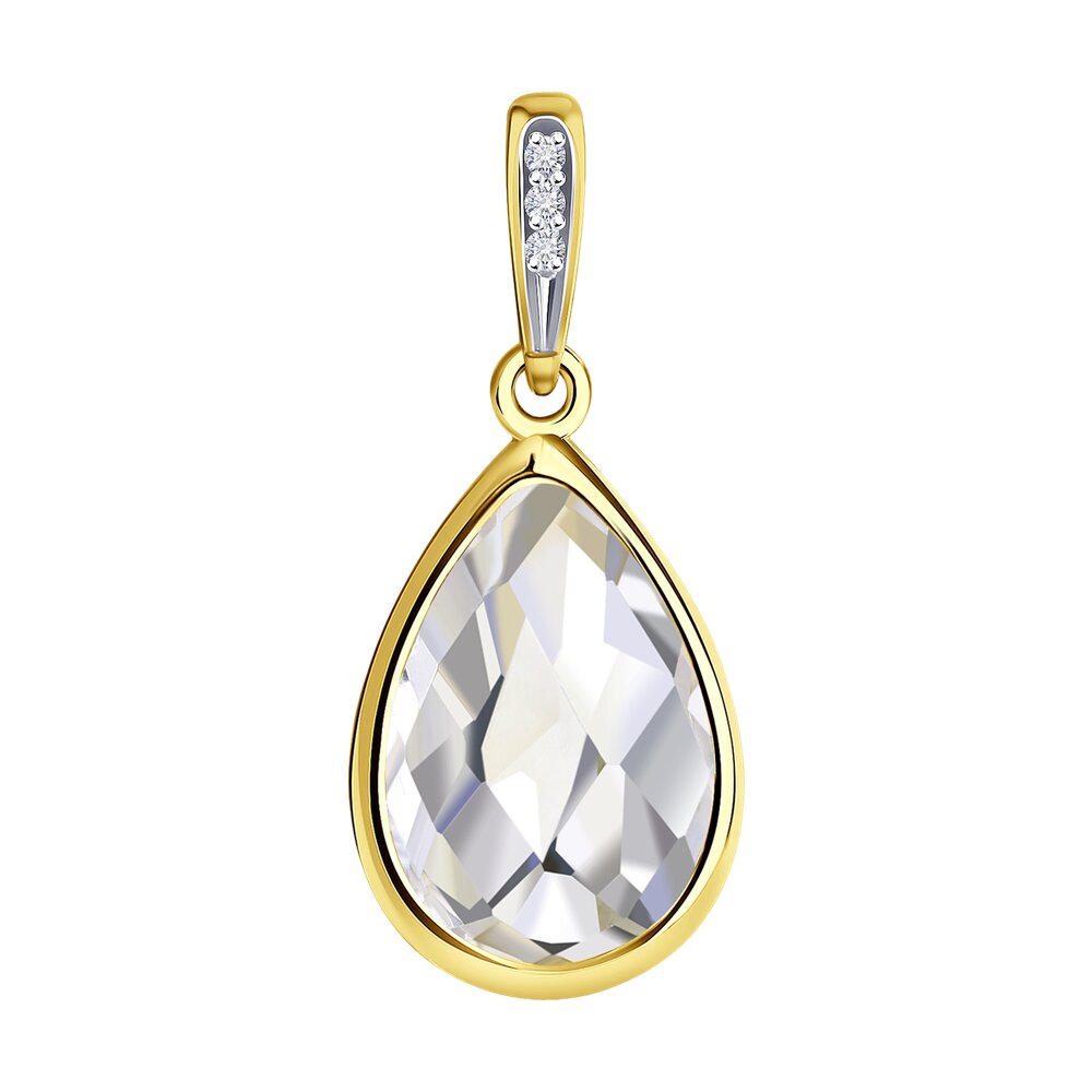 

Подвеска SOKOLOV Diamonds из желтого золота с бриллиантами и горным хрусталем