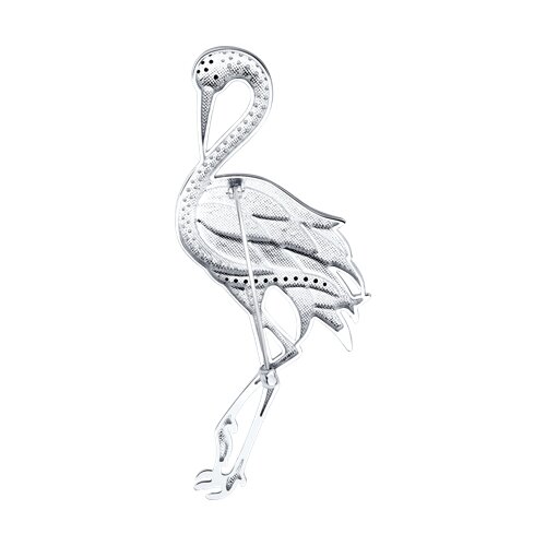 Брошь из серебра с фианитами и эмалью - фото 2