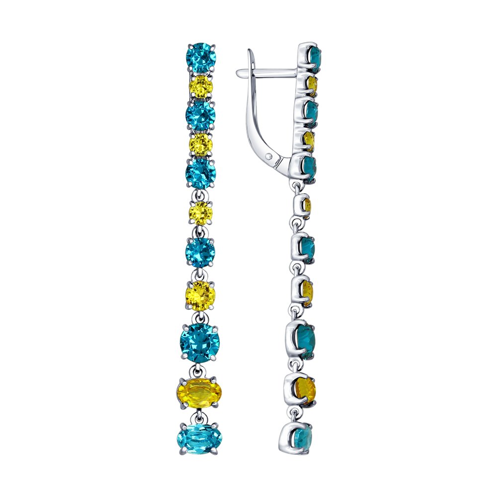 

Длинные серебряные серьги с кристаллами Swarovski SOKOLOV