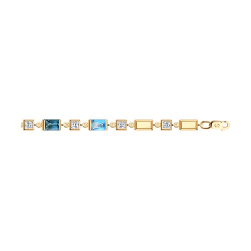 Браслет из золота с голубыми и синими топазами и Swarovski Zirconia (750286) - фото