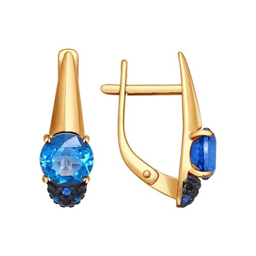 Золотые серьги с топазами Swarovski и фианитами SOKOLOV