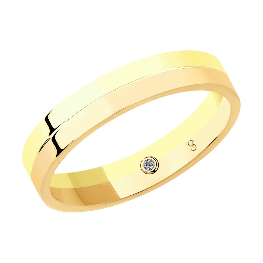 Обручальное кольцо SOKOLOV Diamonds из комбинированного золота с бриллиантом , comfort fit