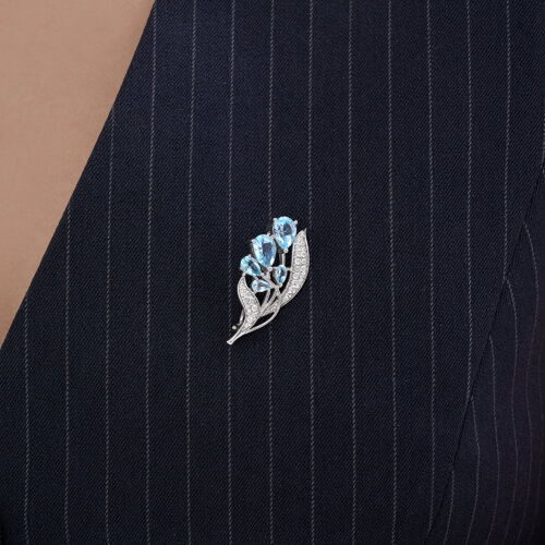 Брошь из серебра с топазами и фианитами - фото 3