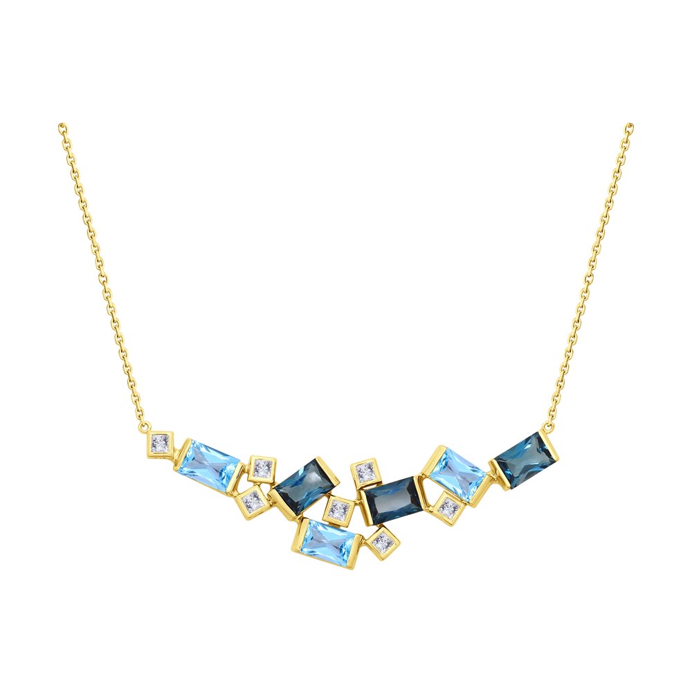 

Колье SOKOLOV из желтого золота с голубыми и синими топазами и Swarovski Zirconia