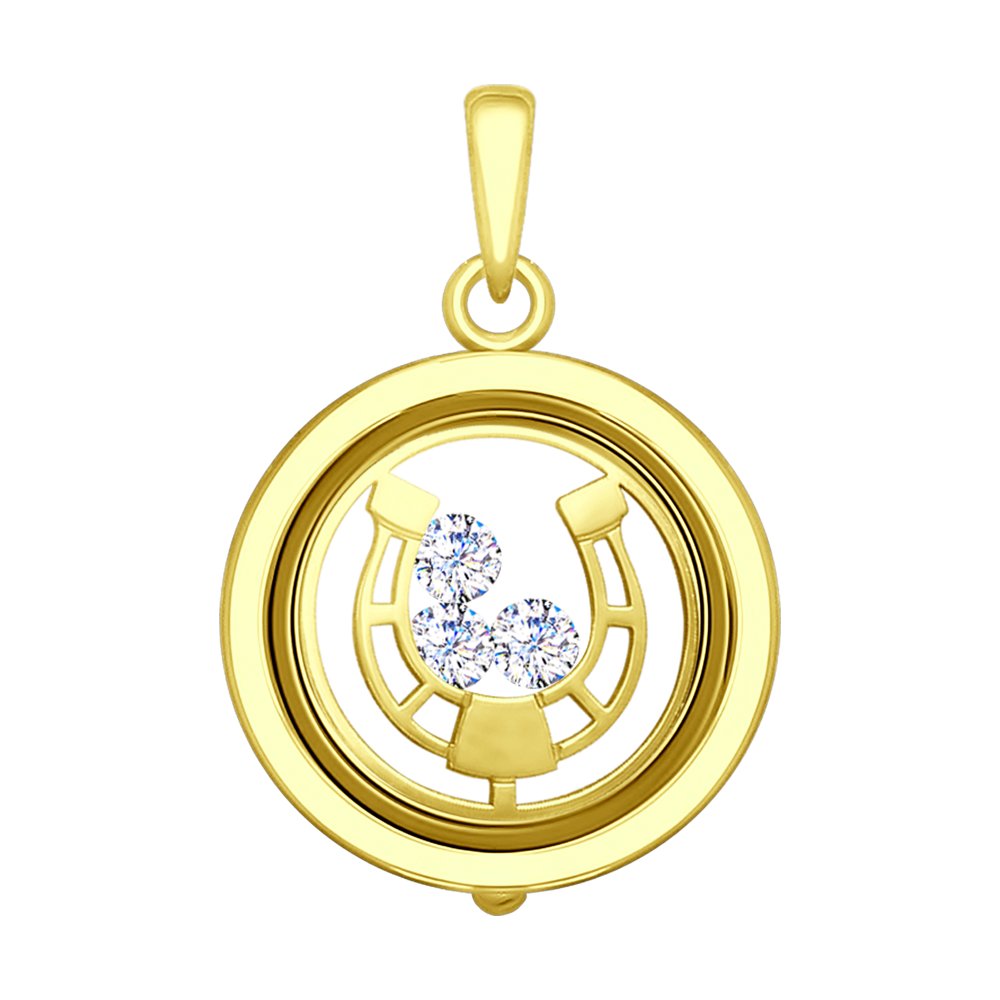 

Подвеска SOKOLOV из желтого золота с гравировкой со Swarovski Zirconia и минеральным стеклом