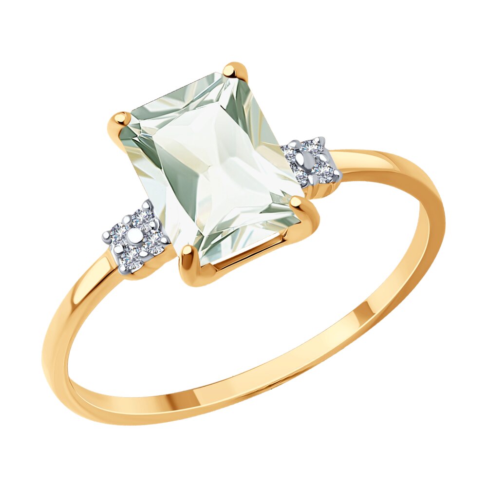 

Кольцо SOKOLOV Diamonds из золота с бриллиантами и празиолитом