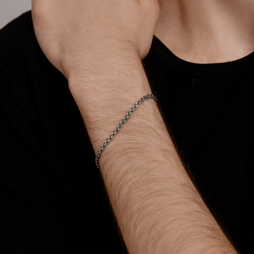 Браслет из чернёного серебра с алмазной гранью - фото 3