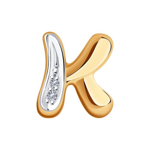 Подвеска буква К из золота с бриллиантами