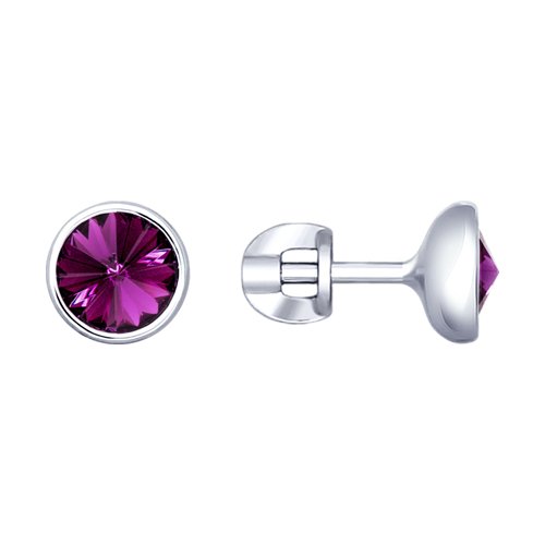 Серьги-пусеты из серебра с кристаллами Swarovski