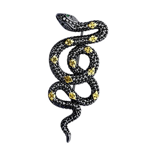 Брошь из золочёного серебра с фианитами - фото 1