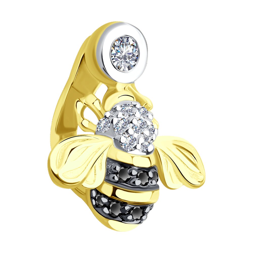 фото Подвеска sokolov diamonds из желтого золота с бриллиантами и черными облагороженными бриллиантами