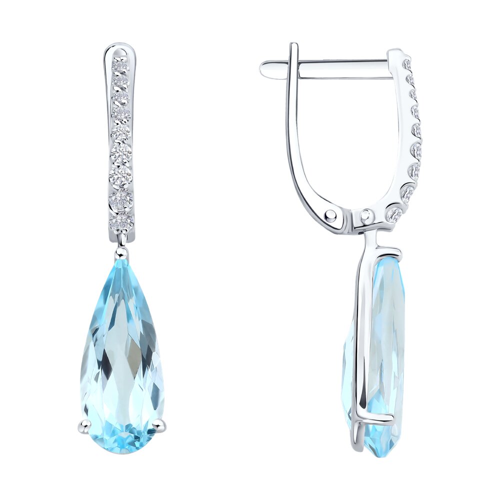 Серьги SOKOLOV из белого золота с топазами и бриллиантами выращенными 160990₽