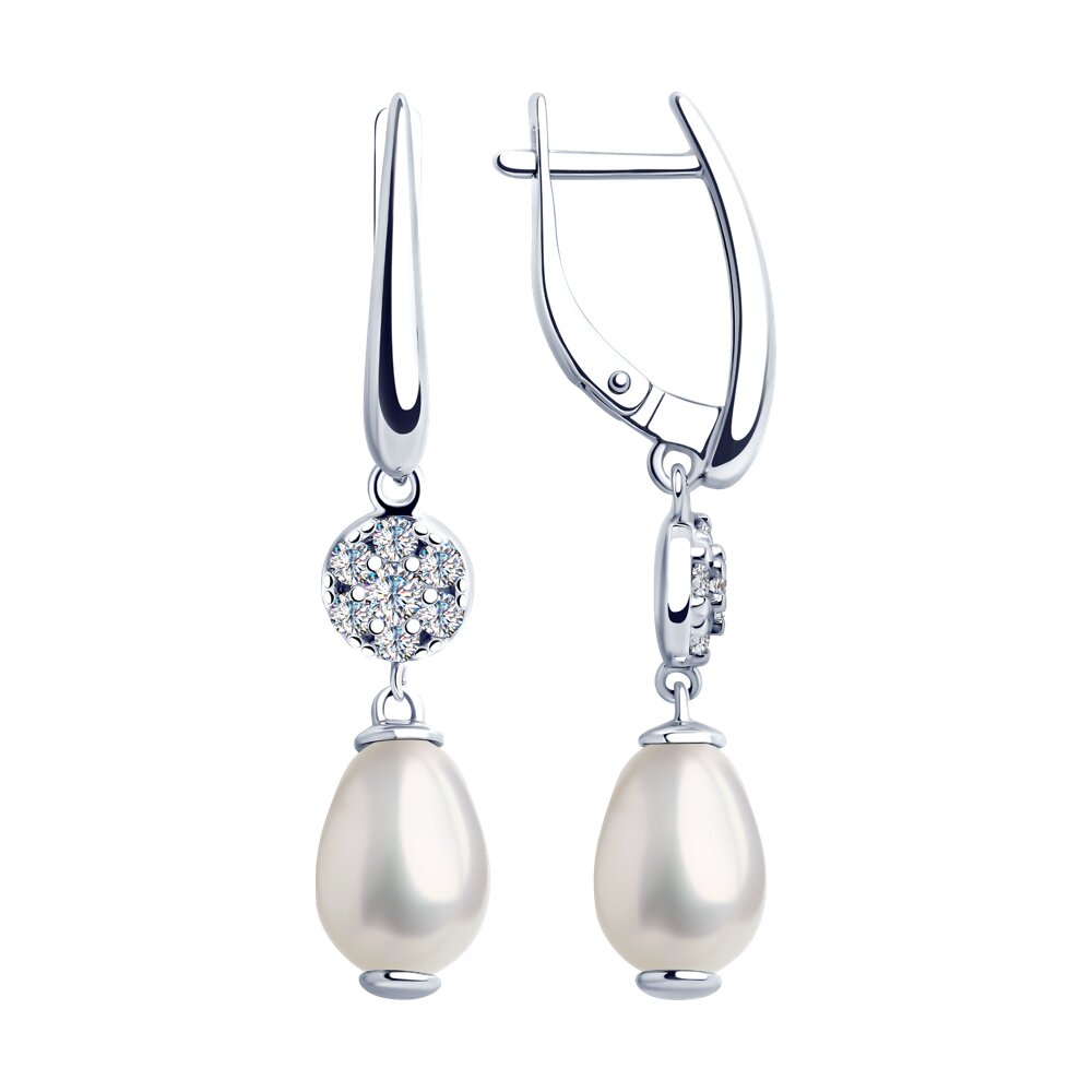 

Серьги SOKOLOV из серебра с жемчугом Swarovski и фианитами