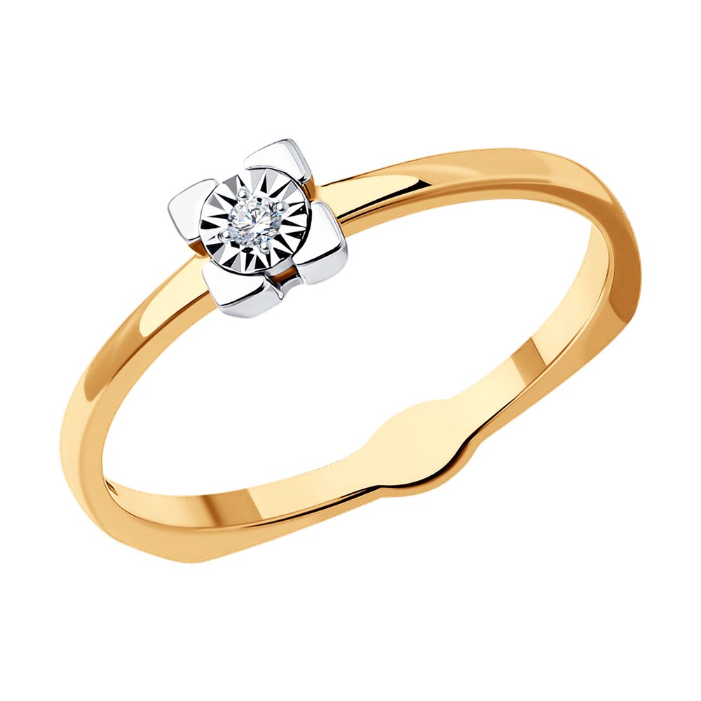 Кольцо SOKOLOV Diamonds из комбинированного золота с бриллиантом, 1.47, золото, 1011749  - купить