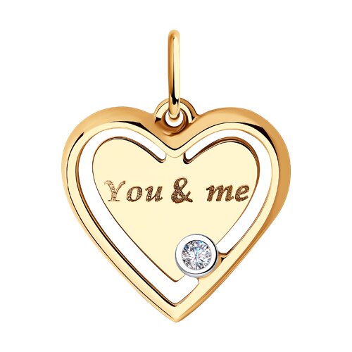 Подвеска "You & Me" из золота с гравировкой с фианитом 035783 SOKOLOV фото