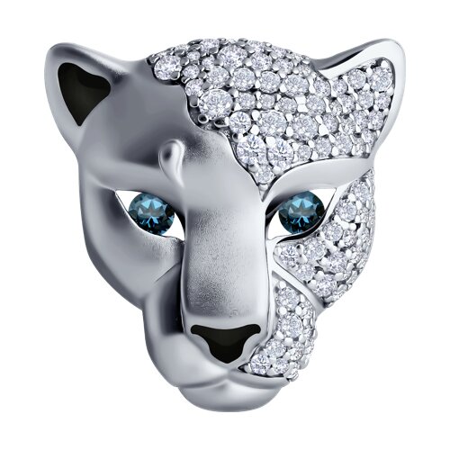 Брошь из серебра с фианитами и эмалью - фото 1