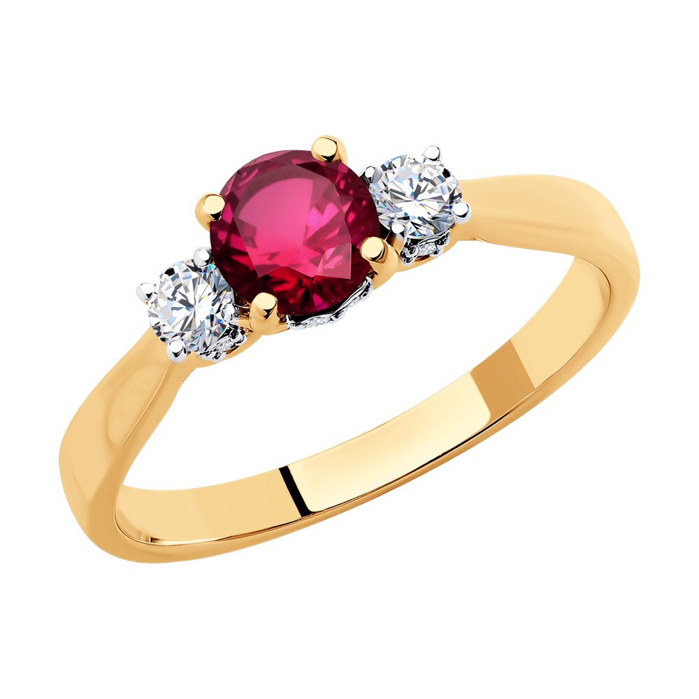Кольцо SOKOLOV Diamonds из золота с бриллиантами и рубином