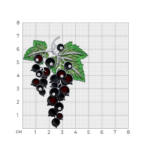 Брошь из серебра с фианитами и эмалью - фото 5