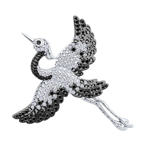 Брошь из серебра с фианитами - фото 1