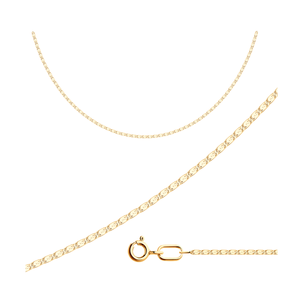 Цепь SOKOLOV из золочёного серебра, плетение Улитка, 925 проба