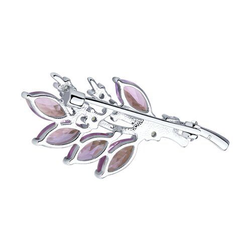 Брошь из серебра с аметистами и фианитами - фото 2