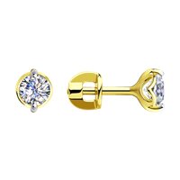 Серьги из желтого золота с фианитами