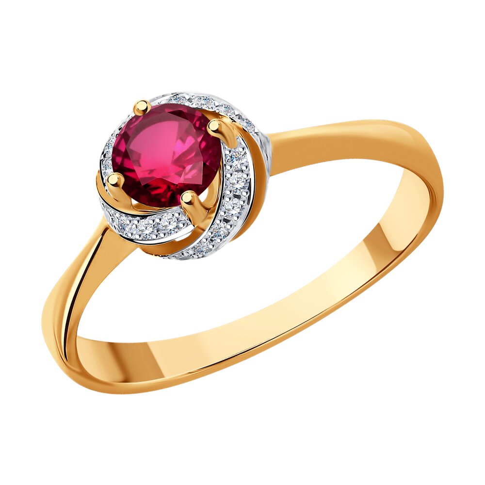 Кольцо SOKOLOV Diamonds из золота с бриллиантами и рубином