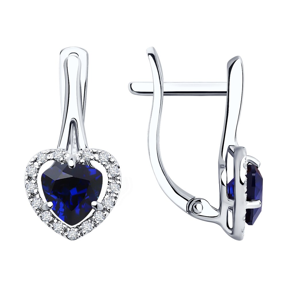 

Серьги SOKOLOV Diamonds из белого золота с бриллиантами и синими корундами (синт.)