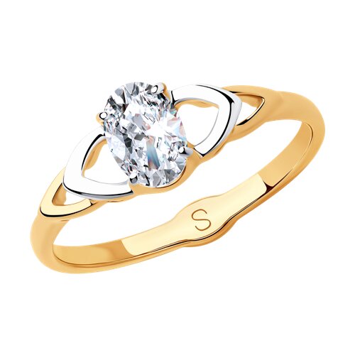 Кольцо из золочёного серебра с фианитом - фото 1