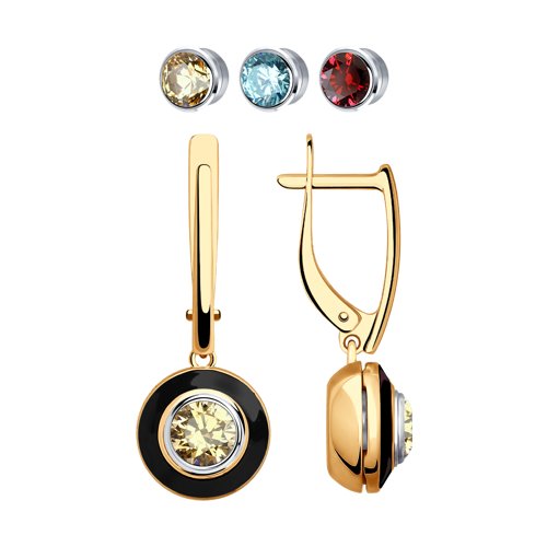 Серьги из золота со сменными вставками Swarovski, коллекция Kaleidoscope