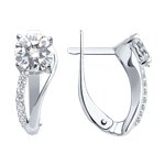 Серьги из серебра с фианитами