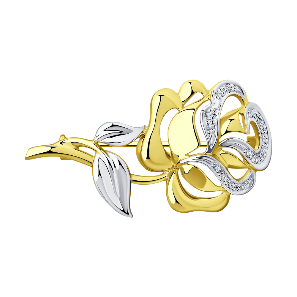 фото Брошь sokolov diamonds из желтого золота с бриллиантами