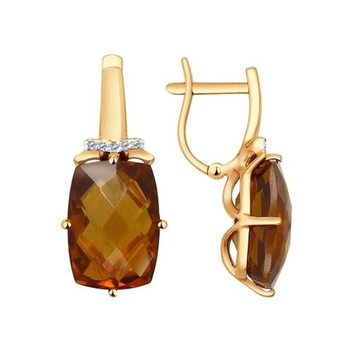 

Серьги SOKOLOV из золота с красными кварцем и фианитами