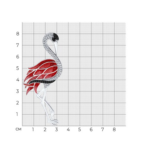 Брошь из серебра с фианитами и эмалью - фото 5