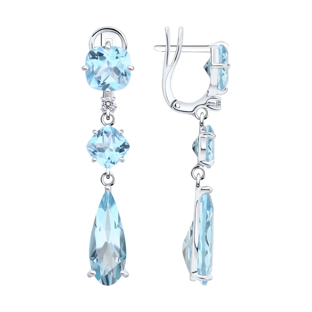 Серьги SOKOLOV из белого золота с топазами и бриллиантами выращенными 209990₽