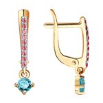 Серьги из золота с зелеными фианитами