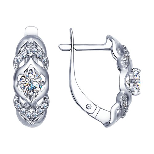Серьги из серебра с фианитами