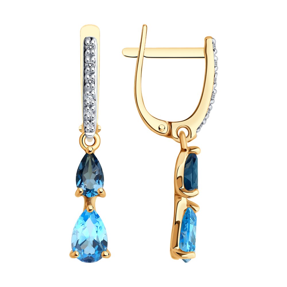 Серьги SOKOLOV Diamonds из золота с бриллиантами и топазами