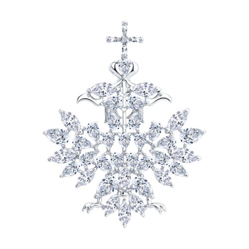 Брошь из серебра с фианитами - фото 1