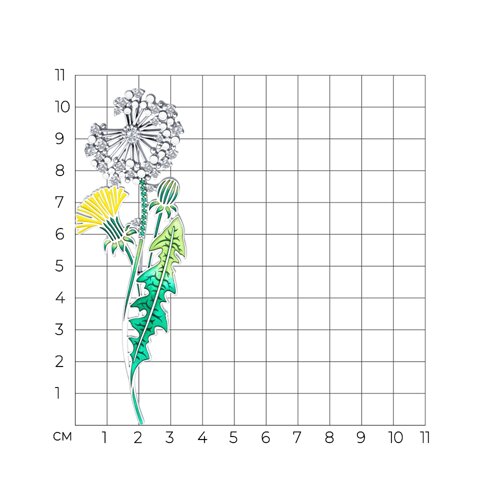 Брошь из серебра с фианитами и эмалью - фото 4