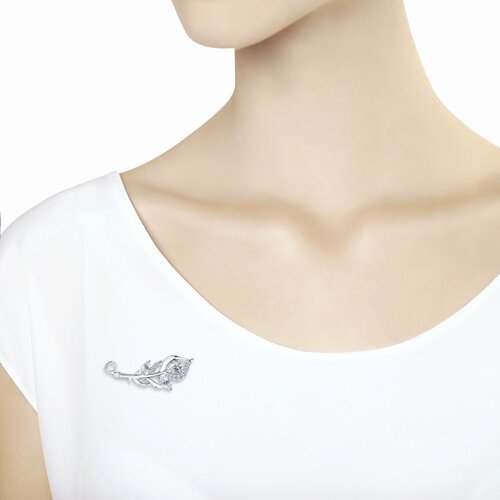 Брошь из серебра с фианитами - фото 2